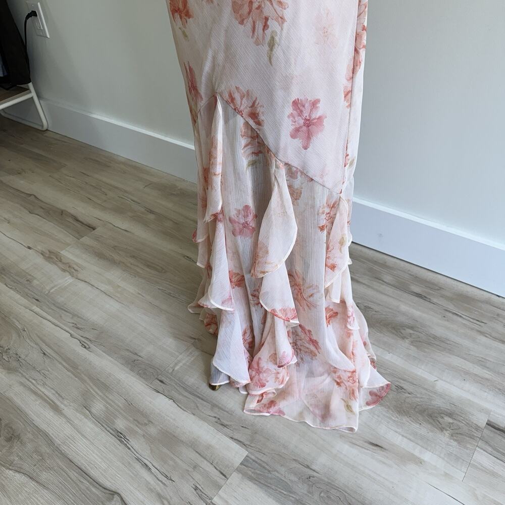 Azazie Atelier Rosia Peach Maxi Dress New Wedding Guest Prom Size 8 #TS - Picture 4 of 6